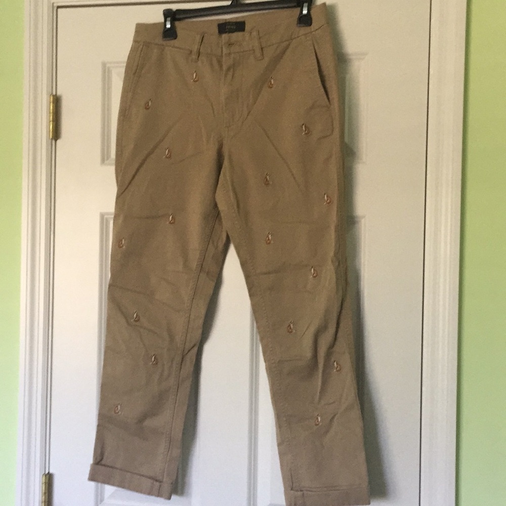J. Crew Retail Chino with Embroidered Foxes